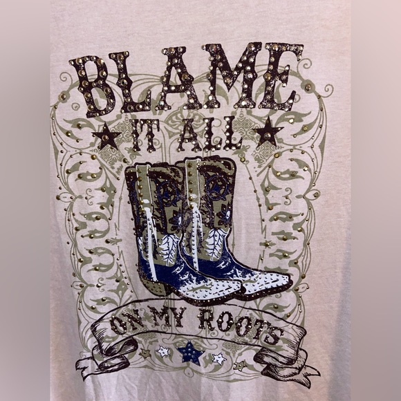 Sable Sky Blame It All On My Roots Cowboy Boots T-Shirt Womens Size 2X-NWOT - Picture 4 of 4